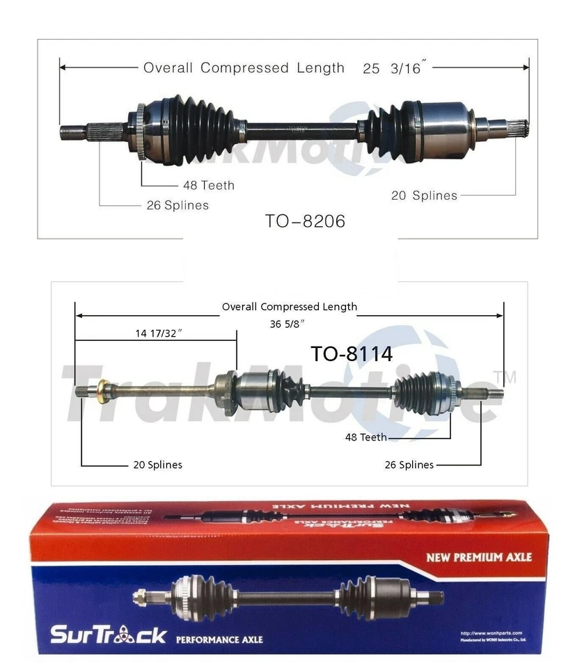 Juego de 2 ejes delanteros CV SurTrack para Pontiac Vibe GT Toyota Matrix 03-06 tracción delantera Foto 1 de 1