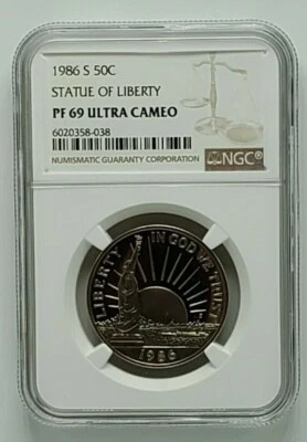 1986 S US 50 Cent Statue of Liberty NGC PF69 Ultra Cameo - Image 1 of 4