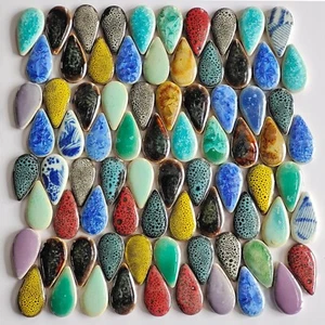 200G Ceramics Mosaic Tiles Random Color Raindrops Shape Mosaic Ceramics Pieces - Picture 1 of 8