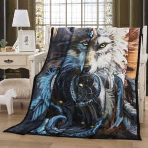 Wolf Animal Super Soft Blanket 150x200cm Size Throw Rug Sofa Bedding Cover New - Picture 1 of 9
