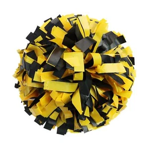 1 Pair 6 Inches Plastic Cheerleading Pom Poms with Dowel Handle Black-Gold On... - Picture 1 of 2