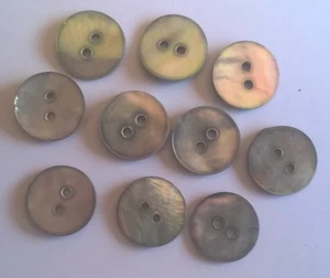 10 x 15mm Grey Shell MOP Effect Buttons - C304 - Picture 1 of 1