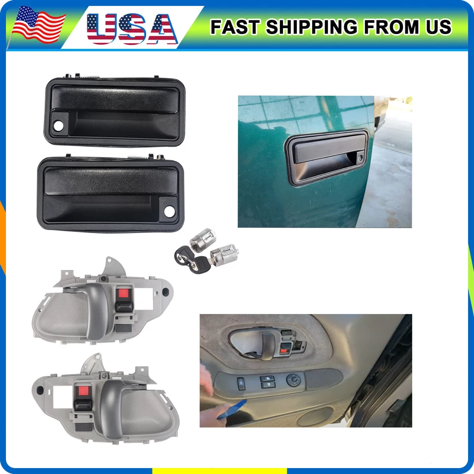 Manijas de puerta delanteras exteriores e interiores con cilindro de bloqueo para Chevrolet GMC C/K1500 Foto 1 de 4