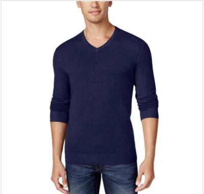 MSRP $60 Alfani Mens Ribbed Trim Long Sleeves Pullover Sweater Blue Size Small - Image 1 of 4