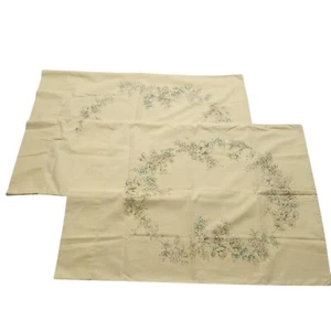 Vintage Cottagecore Fashion Manor Yellow Floral Percal Pillowcases Set of 2 - Picture 1 of 11
