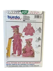Burda Sewing Pattern 9737 Toddler Romper Jumper Dress Panties Handkerchief 6M-3 - Picture 1 of 2