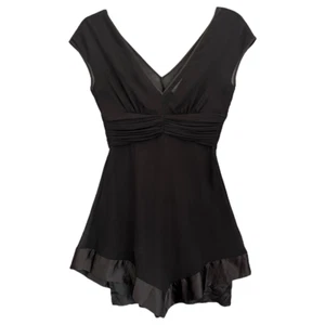 Guess Marciano Y2K Babydoll Mini Dress Size XS Witchy Goth Top Sheer Ruched Silk - Picture 1 of 13