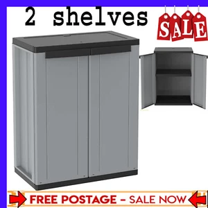 Garden Storage Tools Box Outdoor padlock Garage- Water Resistant Plastic cabinet - Picture 1 of 12
