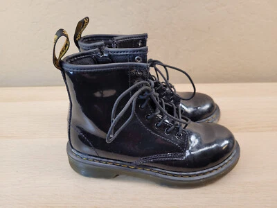 Bota de Combate Dr Martens Niños Talla 2 Cuero Negro Cremallera Lateral Con Cordones Docs 1460J Foto 1 de 4