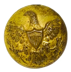 7/8” ANTIQUE DOMED EAGLE W/SHIELD, POST CIVIL WAR, HORSTMANN, SHANK CORRODED - Picture 1 of 5