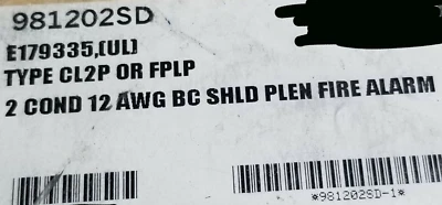 Cable de alarma contra incendios Advanced Digital 981202SD 12/2C sólido blindado Plenum rojo/50 pies Foto 1 de 4