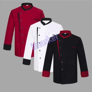 Restaurant Chef Jacket Top Long Short Sleeve Hotel Cafe Kitchen Work Wear - Picture 1 of 42
