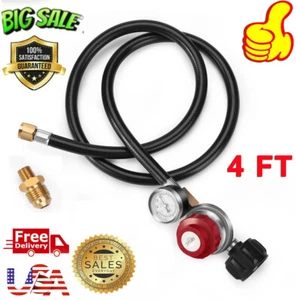 4FT 0-30PSI High Pressure Propane Regulator with Hose & Gauge, 1/8 MNPT Pipe Fit - Picture 1 of 9