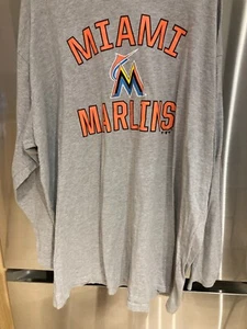Miami Marlins Fanatics Camiseta Gris Manga Larga Adulto 5XLB 5xl XXXXXL Grande NUEVA - Imagen 1 de 2
