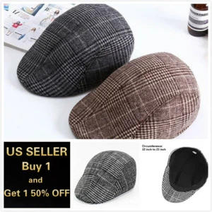 Newsboy Ivy Ascot Cabbie Gatsby Hat Cap Plaid Wool Herringbone Golf Driving - Picture 1 of 12