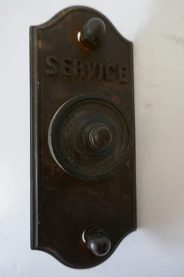 Ancienne sonnette de porte Service bronze serrure cle maison chateau manoir - Photo 1/4