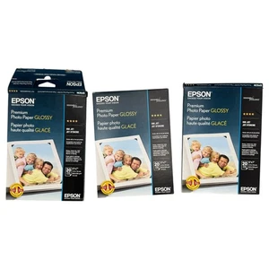 5x7 Epson Premium Photo Paper Glossy 3 Pack (2 open) 52 Sheets Total - Afbeelding 1 van 4