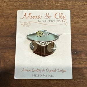 Far Fetched Mixed Metals Book Lady Pin Brooch - Picture 1 of 4