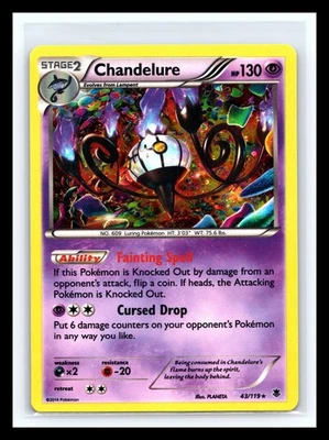 💥 Pokemon TCG - Chandelure 43/119 - XY Phantom Forces - Holo Rare - - Image 1 of 2