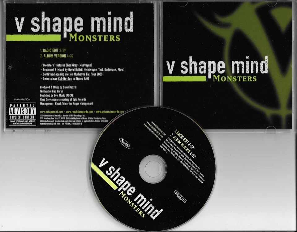 V SHAPE MIND w/ MUDVAYNE Monsters w/ RARE RADIO EDIT 2TRX PROMO CD single MINT Foto 1 de 1