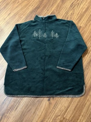 复古 Coldwater Creek 模拟领毛衣女式 L 绿色美国制造 80 年代 90 年代 — 第 1/4 张图片