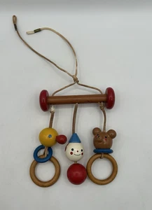 Cuna de madera para bebé de colección con payaso oso pato juguete de cuna colgante de colección - Imagen 1 de 18