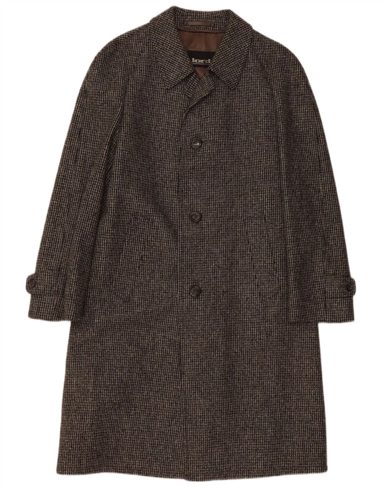 LORD Mens Overcoat IT 50 Large Grey Houndstooth New Wool BQ11 - Image 1 of 3