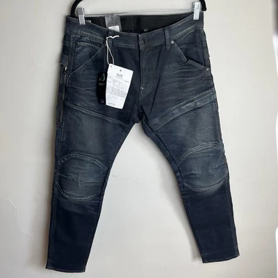 Macacão masculino G-Star jeans cru 5620 34x30 azul escuro magro novo com etiquetas Moto - Imagem 1 de 4
