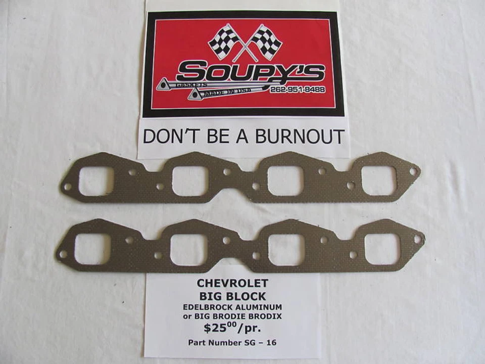 Прокладки выхлопной системы Chevrolet Big Block (Big Brodie Brodix/Edelbrock) - Изображение 1 из 1