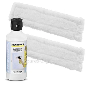 2 x KARCHER WV50 Window Vac Vacuum Cloths Covers Glass Pads + Cleaning Fluid - Picture 1 of 4