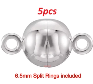 (5) STARKE 8mm RUNDE MAGNETISCHE 925 Sterling Silber Verschluss Perlenkette Kette USA - Bild 1 von 3