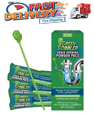 Green Gobbler 8.25 oz. Drain and Toilet Clog Opening Packs (3-Count) - Image 1 of 4