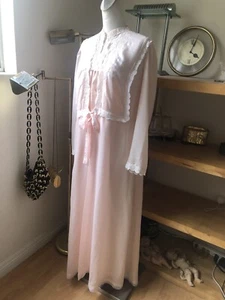 2pieces Vintage CHRISTIAN DIOR Pink Lingerie Sleeveless Night Gown Size S - Bild 1 von 12
