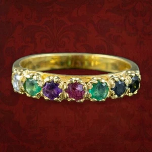 VICTORIAN STYLE ACROSTIC DEAREST GEMSTONE RING - Picture 1 of 6