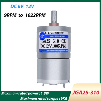 Micro Reduction Geared Motor DC 6V 12V Reversible Metal Gear Motors JGA25-310 - Image 1 of 4