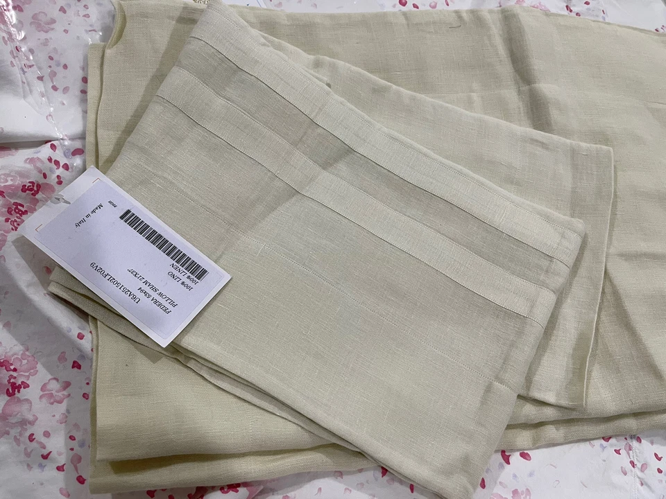 Pratesi Italia Nuevo con etiquetas 2 piezas King Shams 100 % lino beige italiano Foto 1 de 4