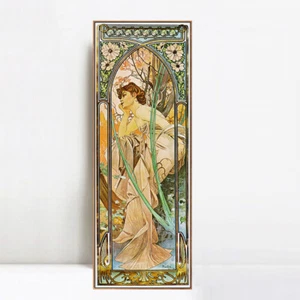Framed Canvas Giclee Print Contemplation by Alphonse Mucha Wall Art Home Decor - Picture 1 of 17