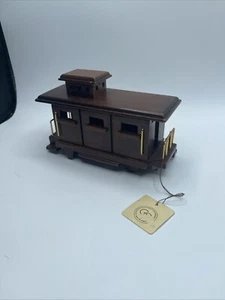 Vintage 1984 George Good Corporation Wind up Music Box Wood Trolley Car w/Tag - Picture 1 of 12