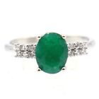 Deluxe Real Green Emeraies CZ Women Engagement Silver Rings 6.0 