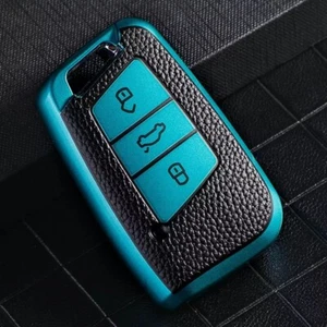 Funda de llave adecuada para VW Passat B8 Arteon Skoda Superb Keyless cuero verde - Imagen 1 de 1