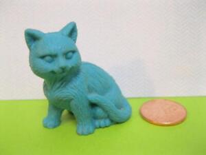 Vintage Russ brand Rubber Eraser Blue Cat Figure Hong Kong-1970s Kid Collect Toy
