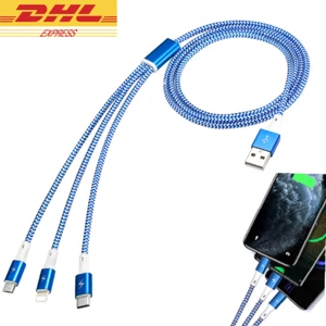 Ladekabel 3in1 Multi Schnell USB Typ-C Micro IOS Handy für Samsung/iPhone/Huawei - Zdjęcie 1 z 13