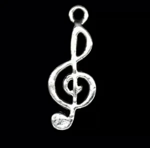 10 pz Charm Musica Note Musicali Argento Tibetano 0,98"x0,39" Nuovi - Foto 1 di 2