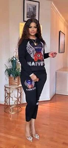 JUST FOR NAÏVETÉ LONGSLEEVE SWEATER JOGGER KNIT SET(BLACK) - Picture 1 of 3