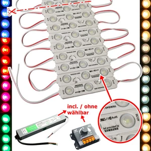 20x-100x LED Samsung Module RGB Netzteil 230V 12V Werbung Beleuchtung rot pink - Picture 1 of 11