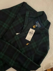NWTBoy's Polo Ralph Lauren Plaid Jacquard Flannel Pullover, Size 14, blue/green  - Picture 1 of 3