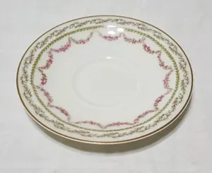 Vintage Theodore Haviland Limoges Francia piattino rosa rosa fiori ghirlanda bordo oro - Foto 1 di 3