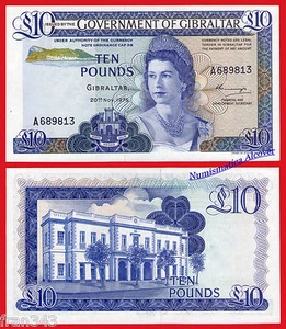 GIBRALTAR 10 pounds libras 1975 Pick 22a SC- / aUNC - Imagen 1 de 1