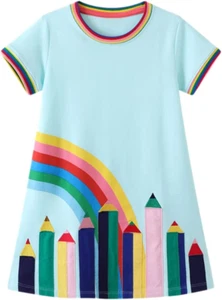 2-7 Years Girls Dresses Toddler Casual Summer Dress Cute A-Line Dress for Home S - Picture 1 of 12