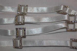 Lote 6 pares de correas de sujetador deslizantes de espagueti con estrás blancas elásticas 3/8" teñibles - Imagen 1 de 3